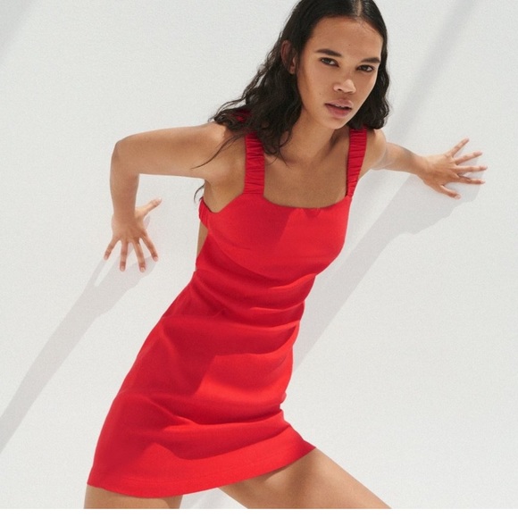 ZARA RUCHED LINEN BLEND TANK DRESS - Picture 4 of 5